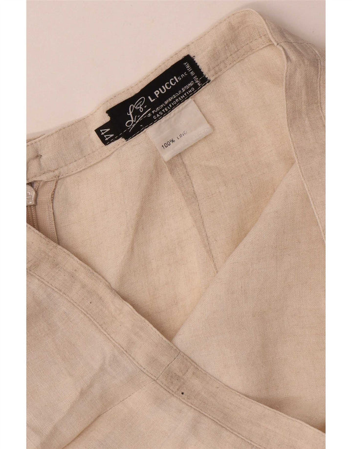 L.Pucci Damen Midirock IT 44 Medium W28 Beige Leinen
