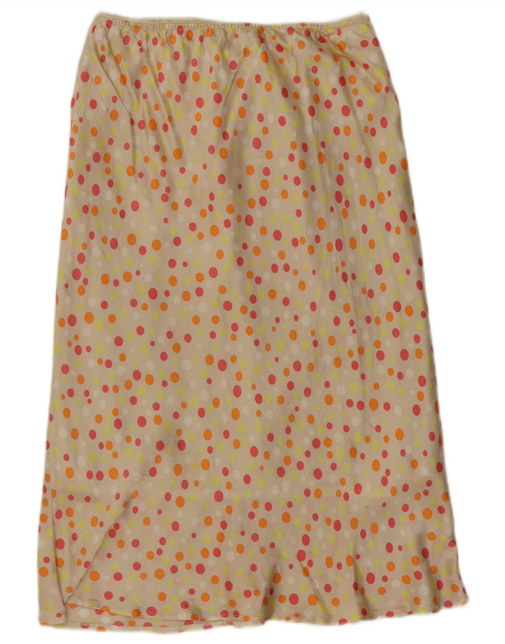 VINTAGE Damen Maxirock W26 Small Beige Polka Dot