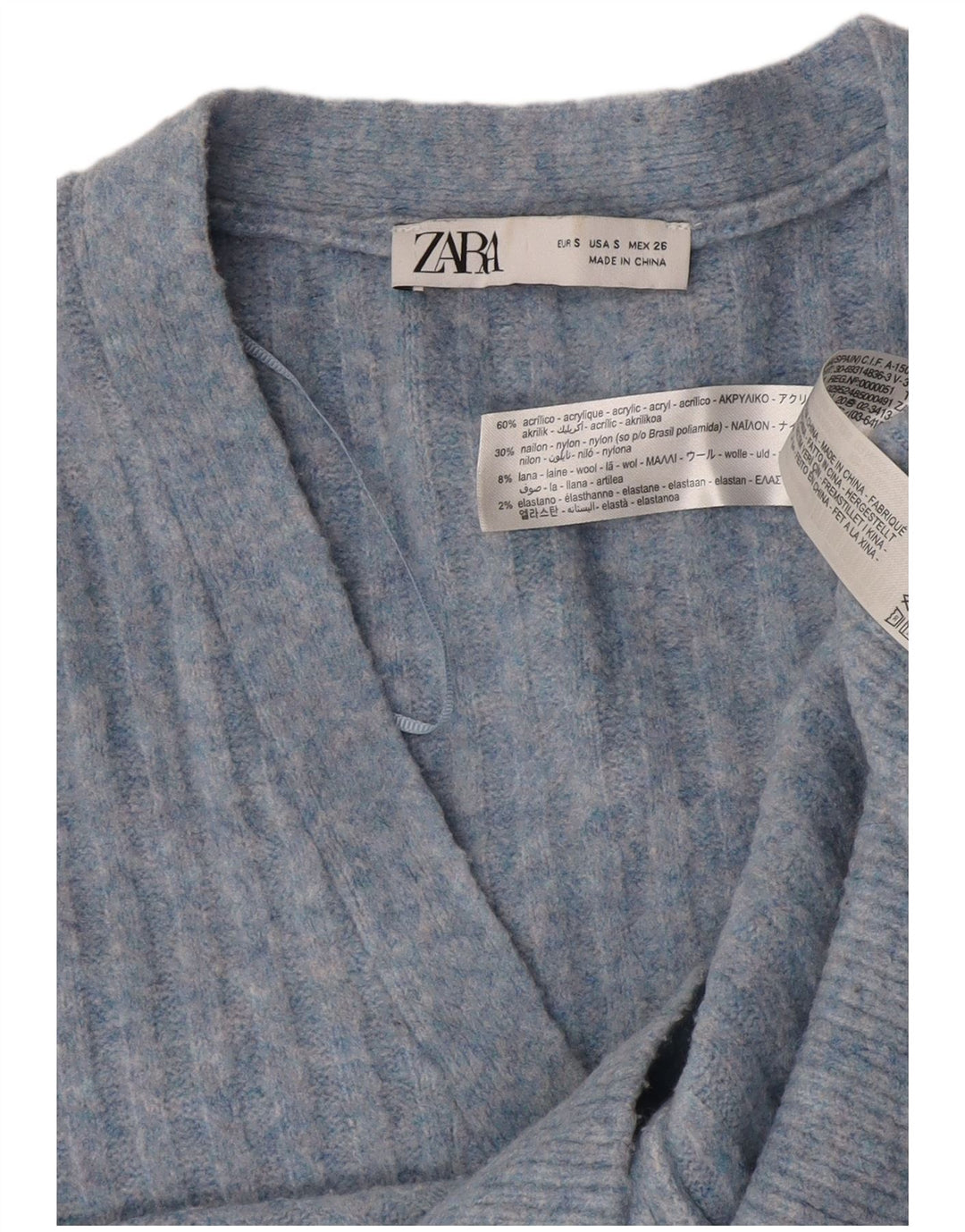 Zara Damen Crop Oversized Cardigan Pullover UK 10 Small Blau Acryl