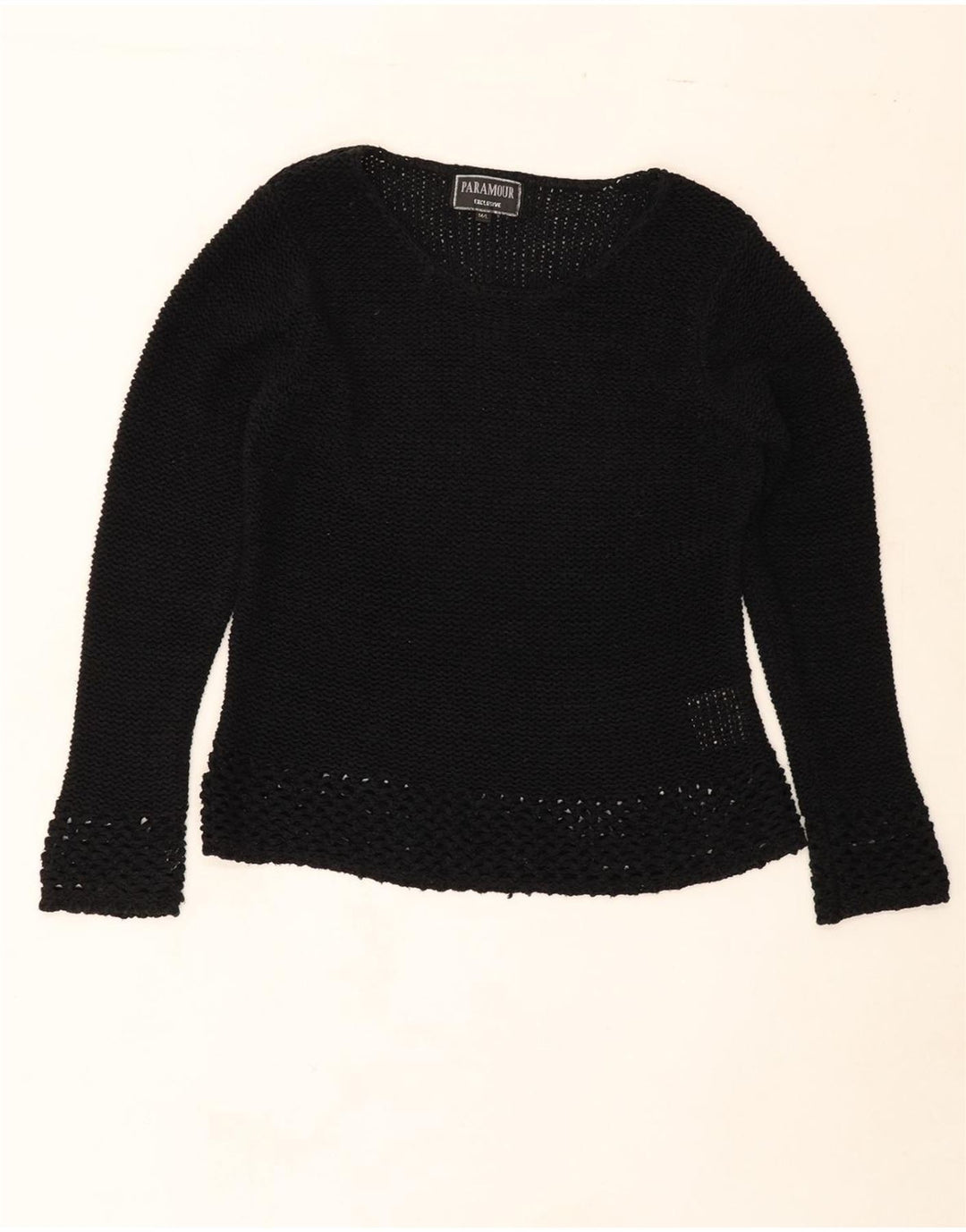 PARAMOUR Womens Boat Neck Jumper Sweater UK 14 Medium Black Acrylic Vintage Paramour and Second-Hand Paramour from Messina Hembry 