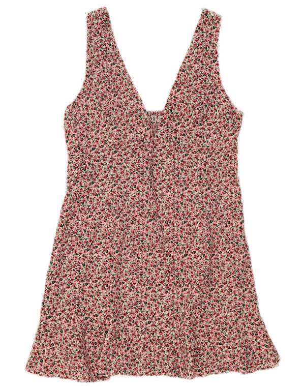 Ärmelloses A-Linien-Kleid für Damen von Zara, Gr. 44, groß, rosa geblümt