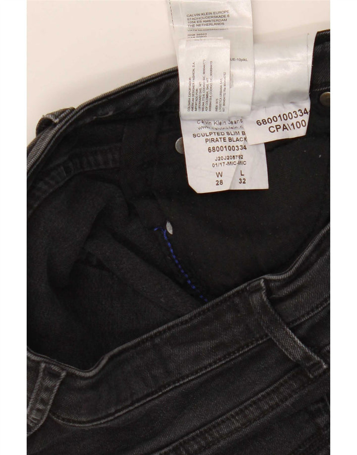 Calvin Klein Damen Slim Bootcut Jeans W28 L32 Schwarzes Lyocell