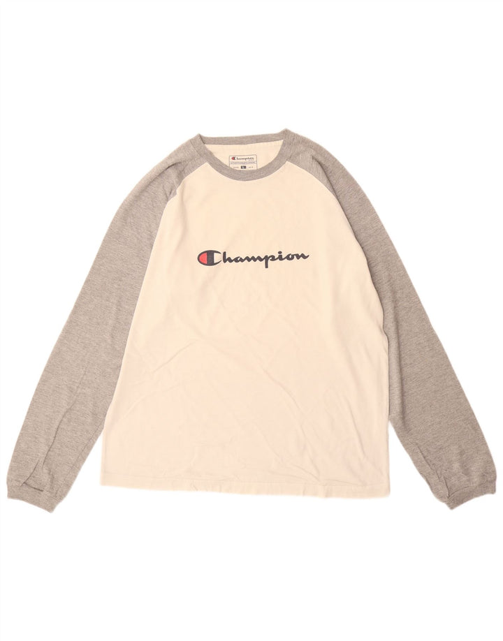 Champion Herren Grafik-Oberteil, langärmelig, groß, Weiß, Farbblock