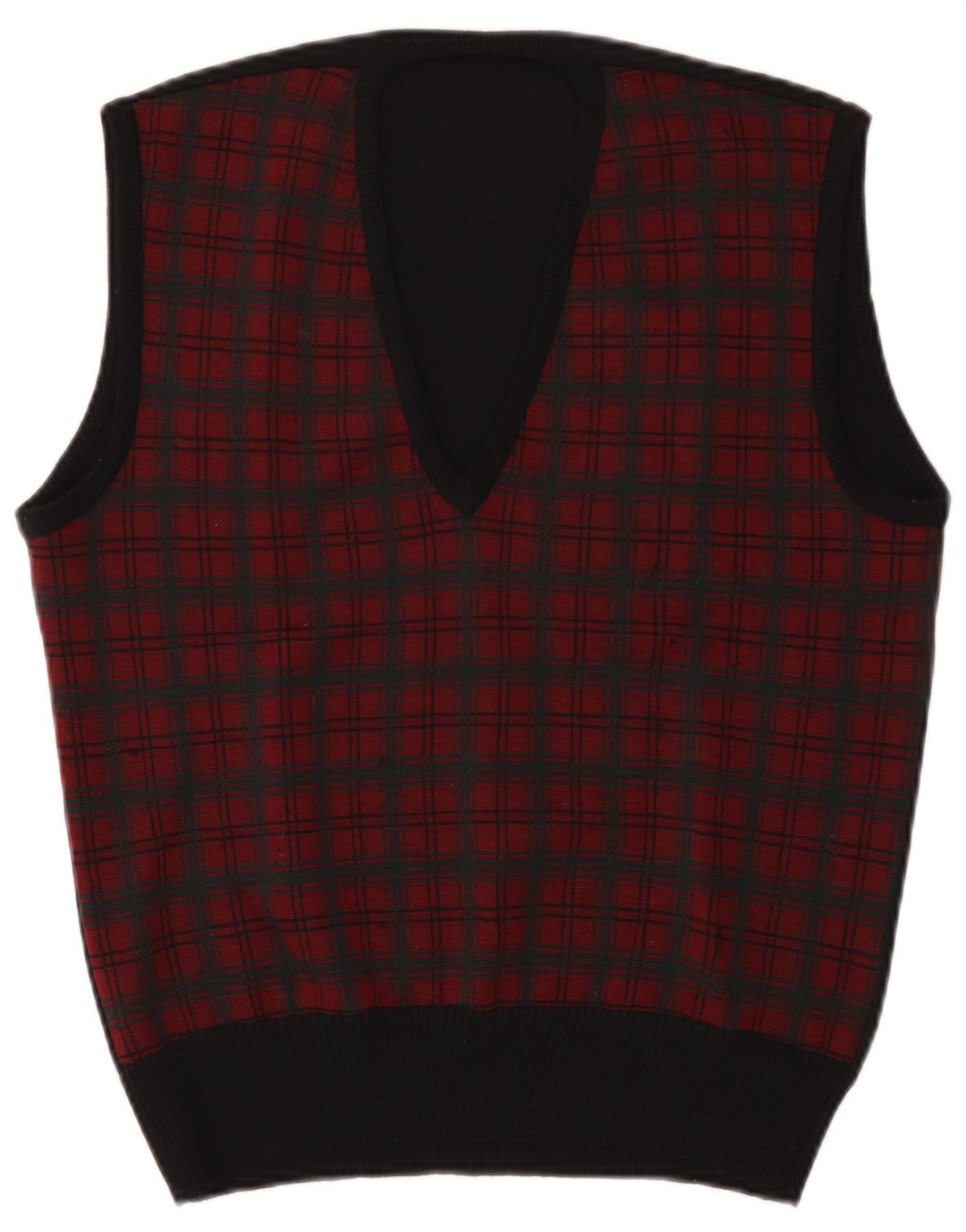 Vintage Herren Weste Tank Top Klein Rot Kariert