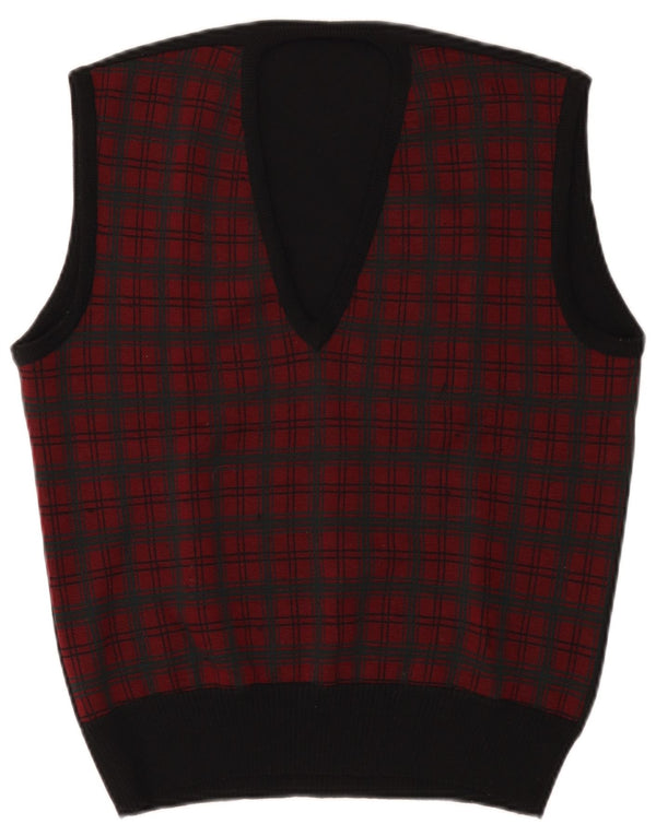 Vintage Herren Weste Tank Top Klein Rot Kariert