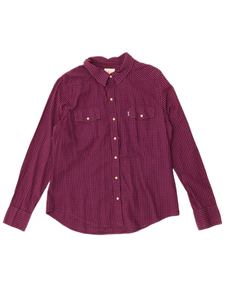 Levi's Damenhemd UK 16 Large Lila Gingham Baumwolle