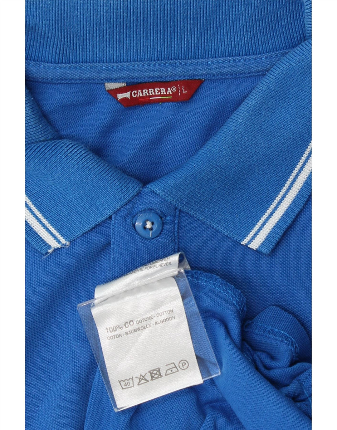 CARRERA Mens Polo Shirt Large Blue Cotton Vintage Carrera and Second-Hand Carrera from Messina Hembry 
