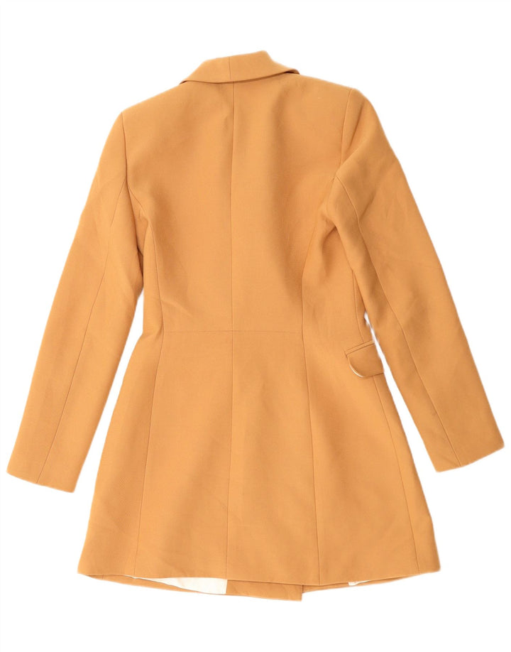 Zara Damen Longline-Zweireiher-Blazerjacke UK 6 XS Orange Polyester