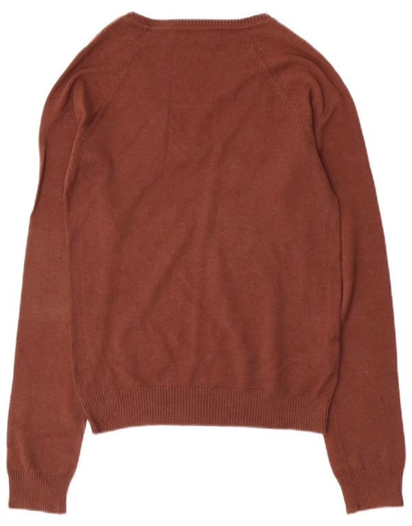 Zara Damen-Pullover mit V-Ausschnitt, UK 12, mittelbraune Baumwolle
