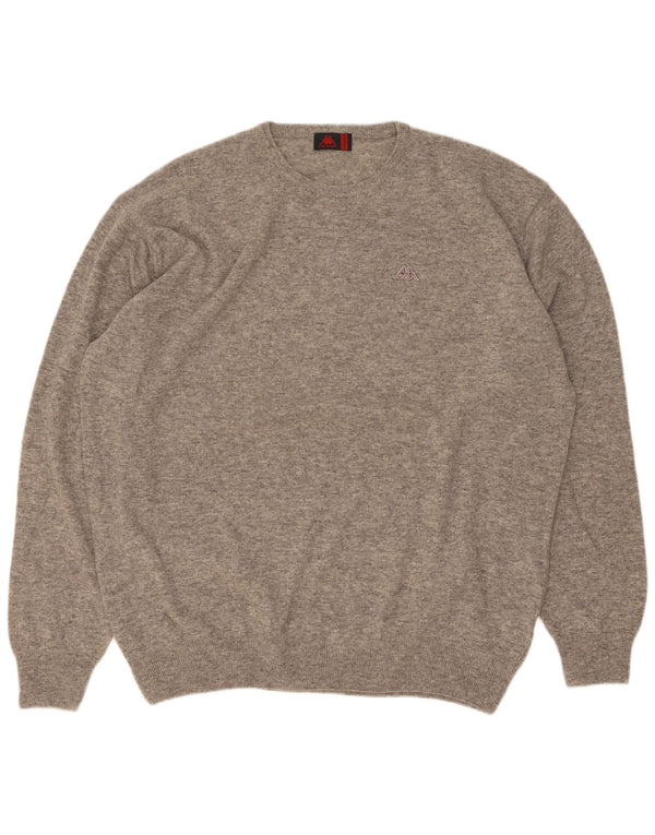 Kappa Herren-Pullover mit Rundhalsausschnitt, 3XL, graue Lammwolle