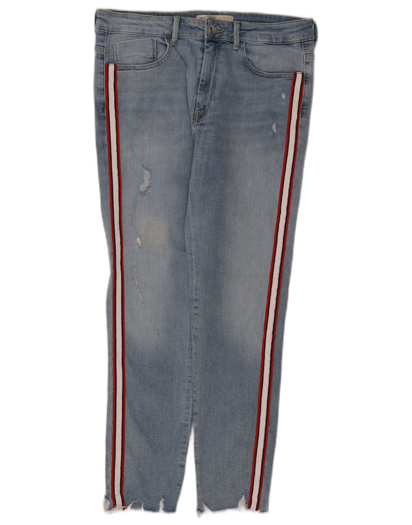 Zara Damen Distressed Slim Jeans EU 42 Large W32 L26 Blaue Baumwolle