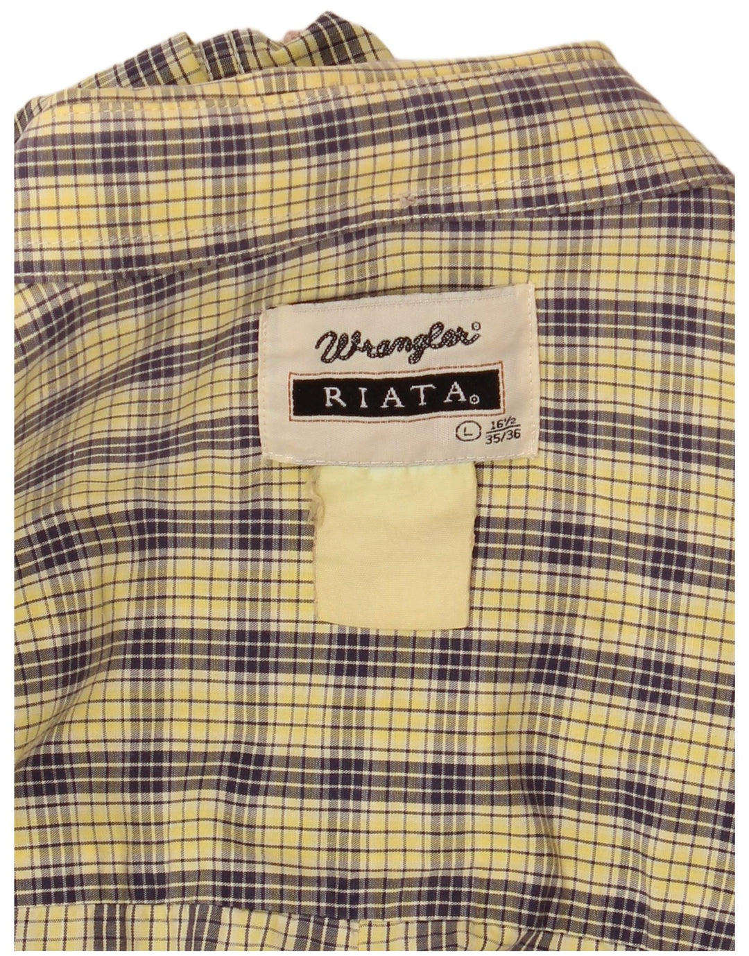 Wrangler Herren-Riata-Hemd, Größe 16 1/2, groß, gelb kariert