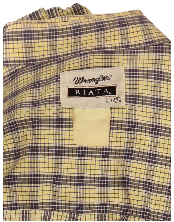 Wrangler Herren-Riata-Hemd, Größe 16 1/2, groß, gelb kariert