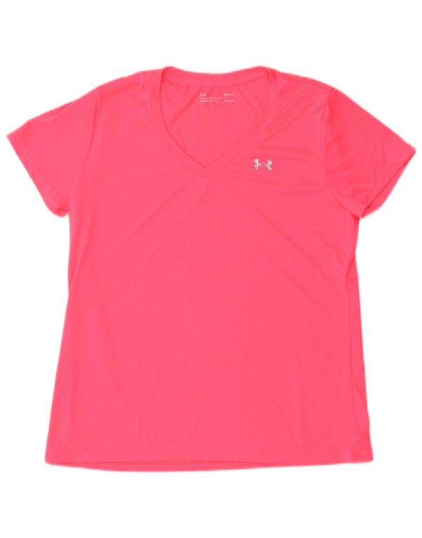 UNDER ARMOUR Damen Heat Gear T-Shirt Top UK 16 Large Pink