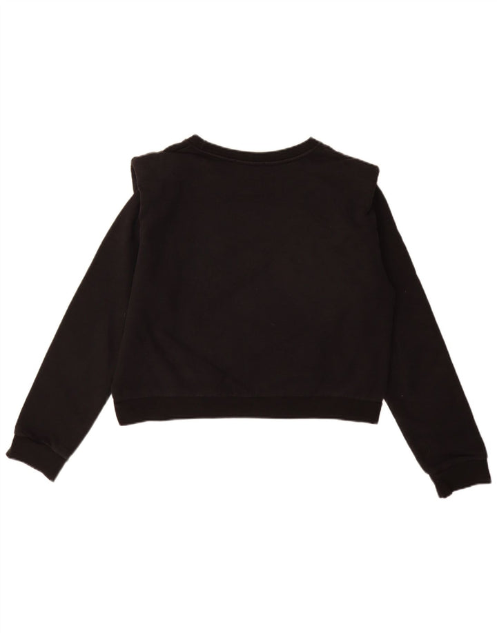 Gaelle Womens Crop Graphic Sweatshirt Pullover UK 14 Large Schwarz
