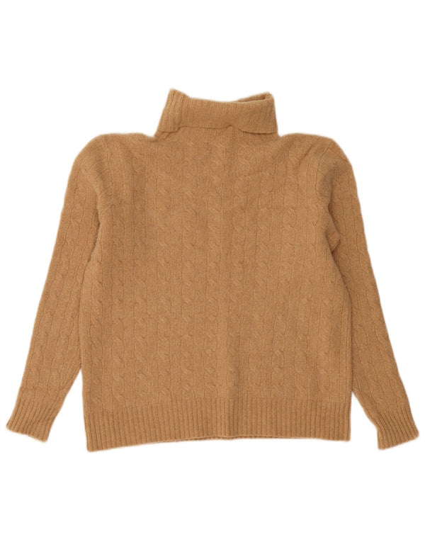 Rollkragenpullover für Damen von Polo Ralph Lauren, UK 16, Größe L, beige Wolle