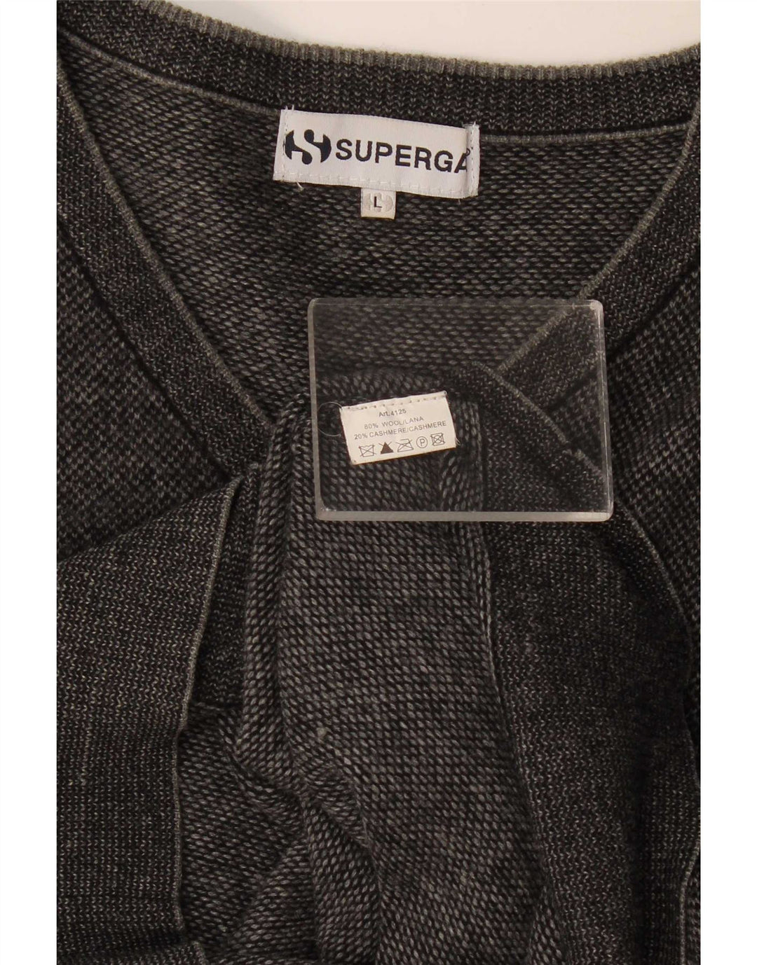 Superga Herren-Pullover mit V-Ausschnitt, große graue Wolle