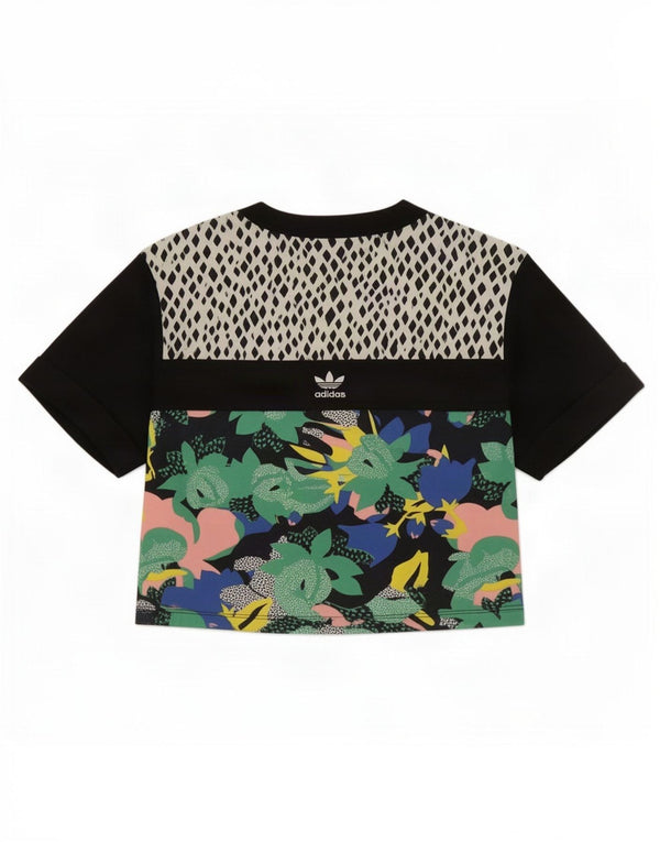 Adidas Womens Her Studio London Graphic T-Shirt Top UK 8 Small Black Floral