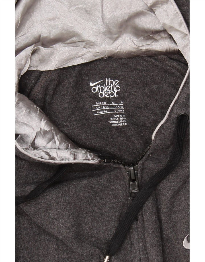 NIKE Womens Zip Hoodie Sweater UK 12/14 Medium Grey Cotton Vintage Nike and Second-Hand Nike from Messina Hembry 
