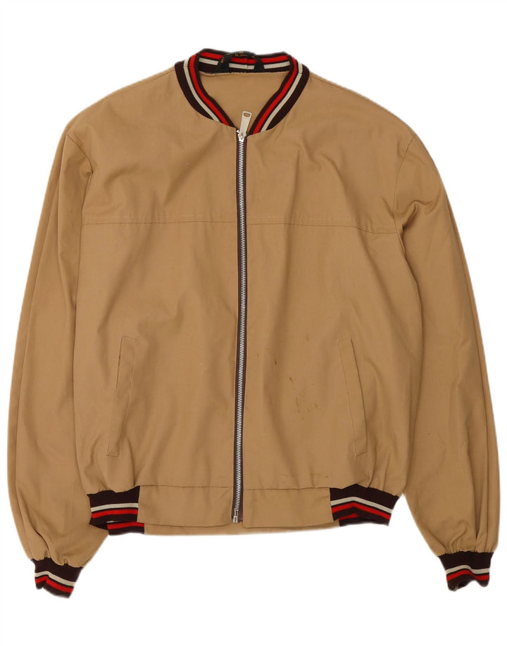 VINTAGE Herren Bomberjacke IT 48 Mittelbeige Baumwolle