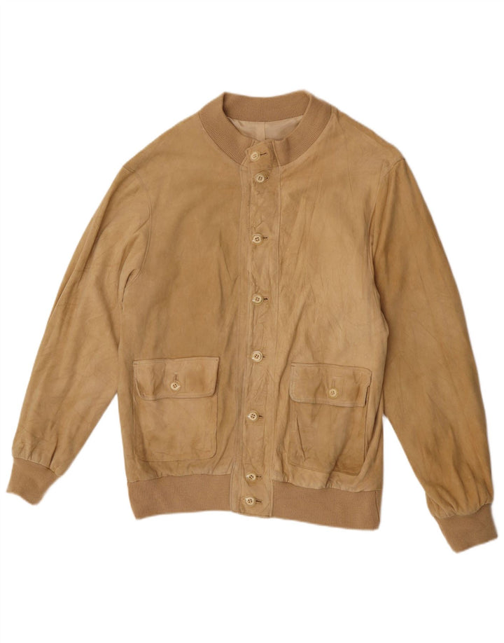 Vintage Herren Wildleder Bomberjacke UK 38 Medium Beige