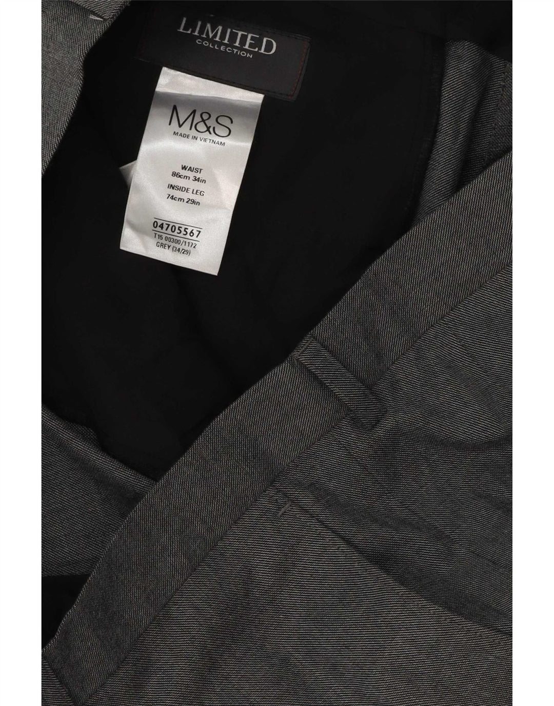 Gerade Herren-Anzughose von Marks & Spencer, W34, L29, grau, Polyester