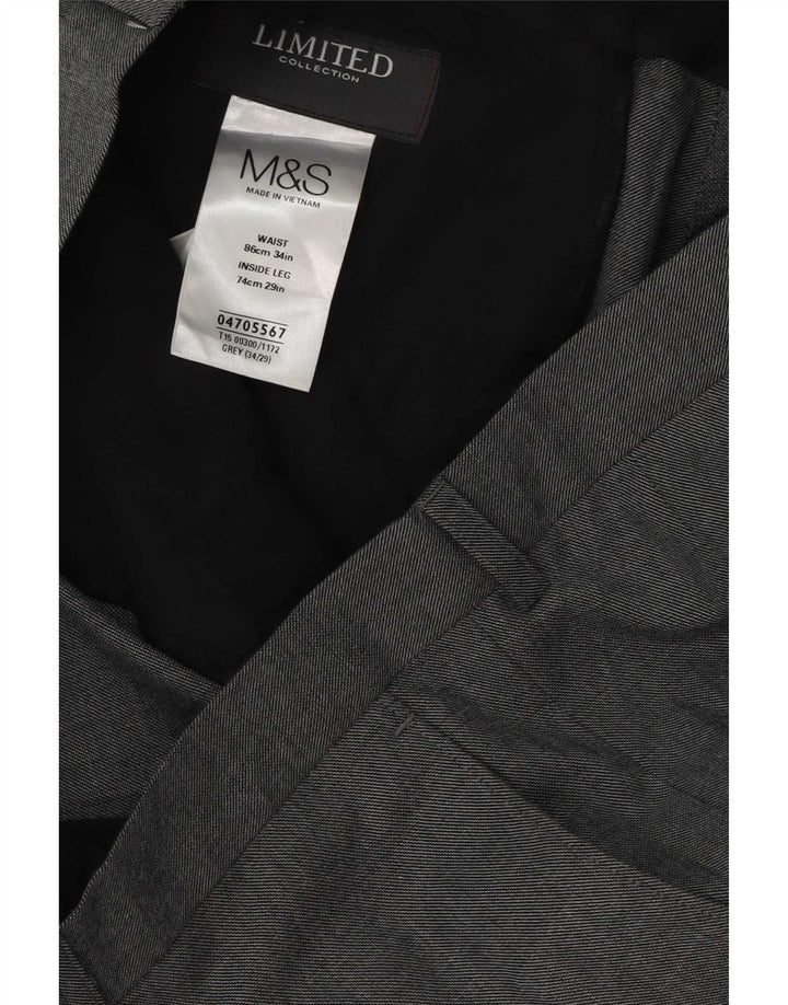 Gerade Herren-Anzughose von Marks & Spencer, W34, L29, grau, Polyester