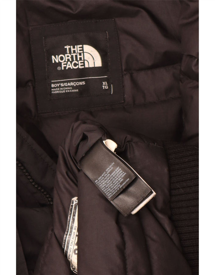 The North Face wattierte Jungenjacke mit Kapuze, 14–15 Jahre, XL, schwarzes Polyester