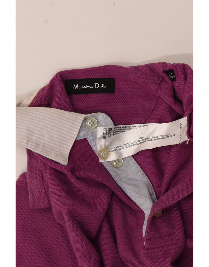 Massimo Dutti Herren-Poloshirt aus mittelrosa Colourblock-Baumwolle