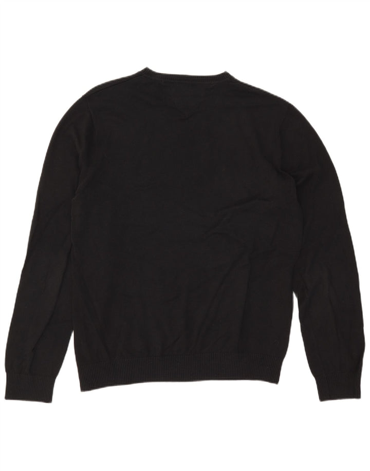 Tommy Hilfiger Herren-Pullover mit V-Ausschnitt, mittelschwarz, Baumwolle