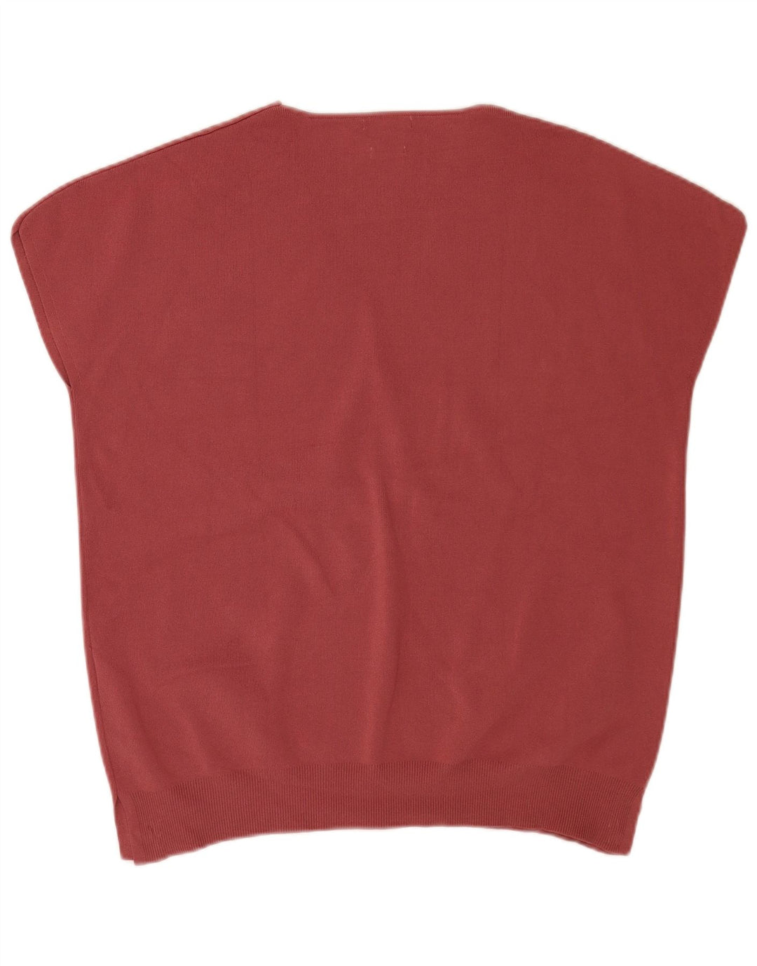 Massimo Dutti Herren-Pullover mit kurzen Ärmeln und V-Ausschnitt in mittlerem Burgunderrot