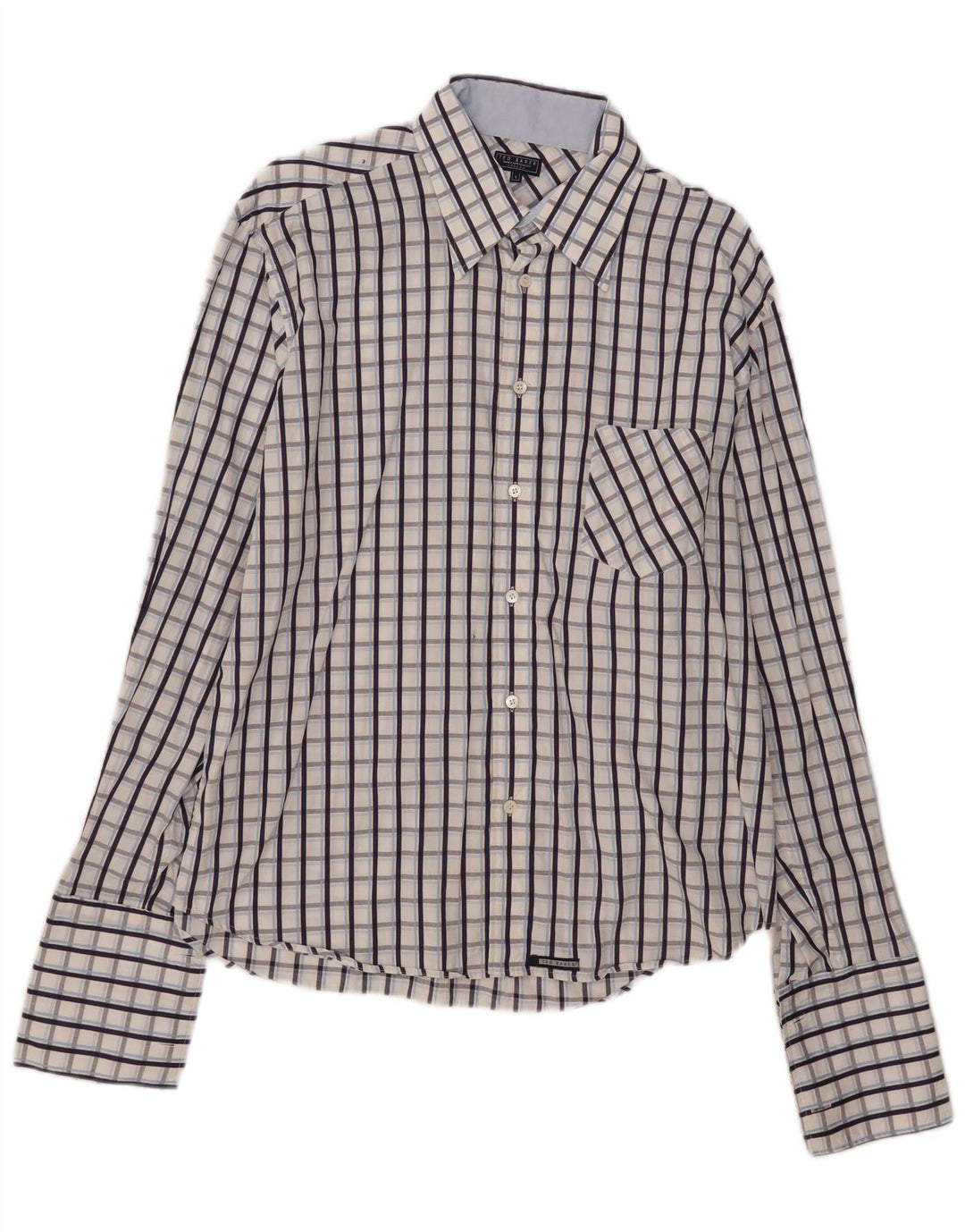 Ted Baker formelles Herrenhemd, Größe 5 XL, blau kariert