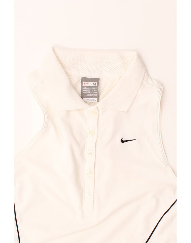 NIKE Womens Fit Dry Sleeveless Polo Shirt UK 10/12 Medium White Polyester Vintage Nike and Second-Hand Nike from Messina Hembry 