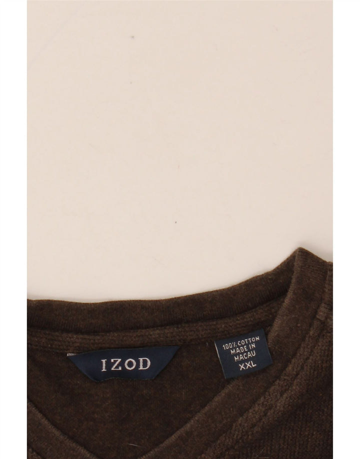 IZOD Herren-Top, langärmelig, 2XL, braun, Colourblock-Baumwolle