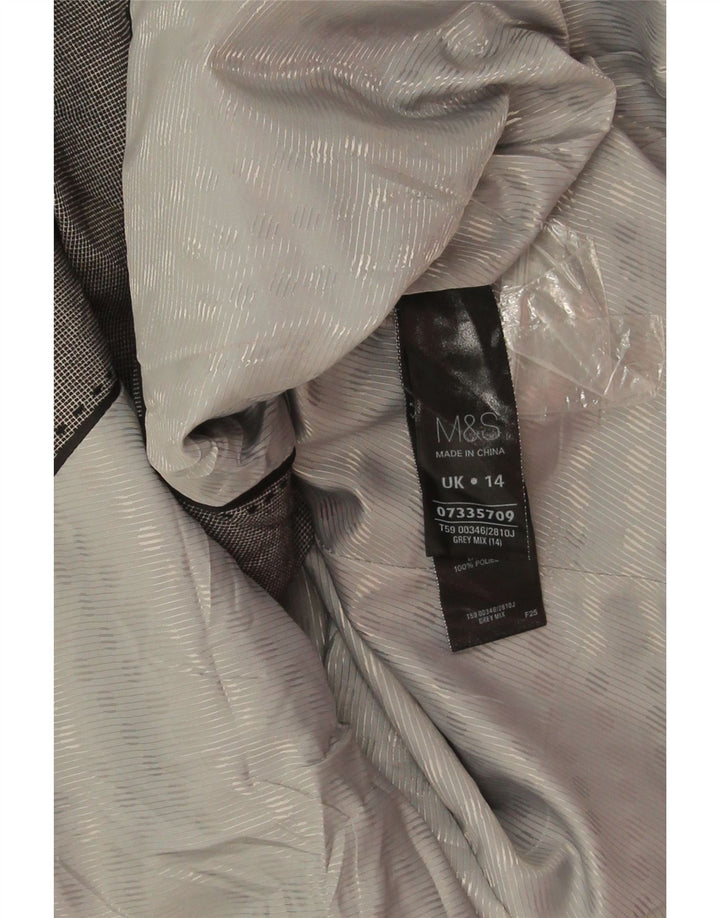 Marks & Spencer Damen Crop Blazer Jacke UK 14 Large Grau Farbblock