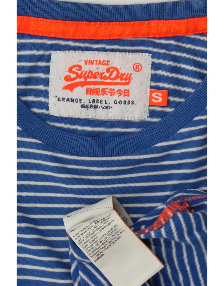 SUPERDRY Herren-T-Shirt-Oberteil, klein, blau gestreift, Baumwolle