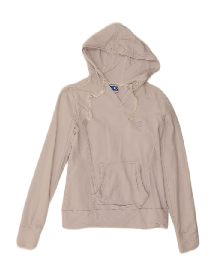 Sergio Tacchini Damen Kapuzenpullover IT 46 Large Weiße Baumwolle