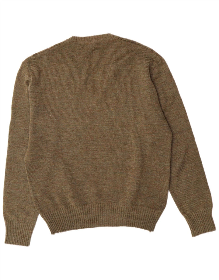 Rinaldi Herren-Pullover mit V-Ausschnitt, Mittelkhaki, Argyle-/Diamantwolle