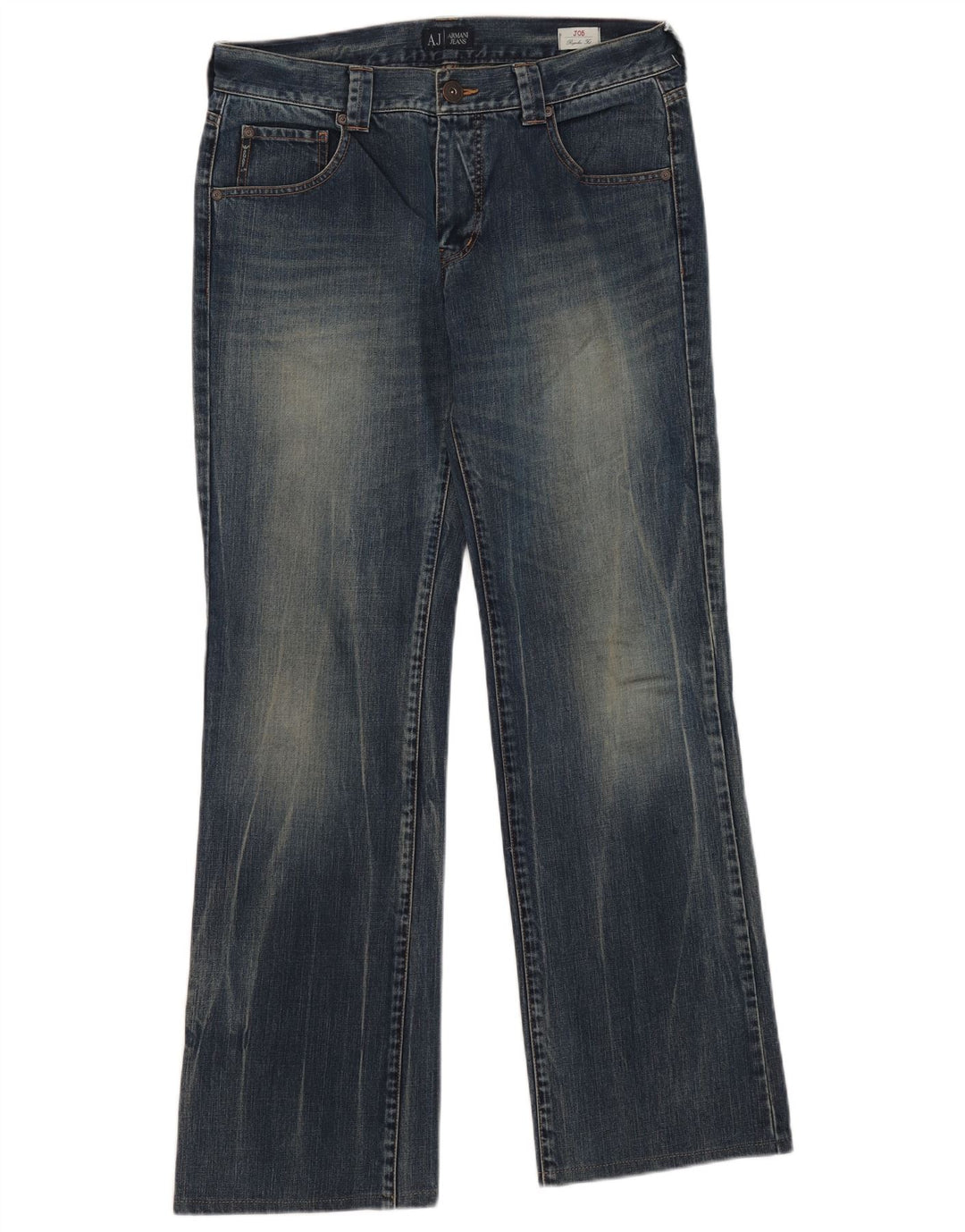 ARMANI Herren Bootcut-Jeans mit normaler Passform, W33, L32, blaue Baumwolle