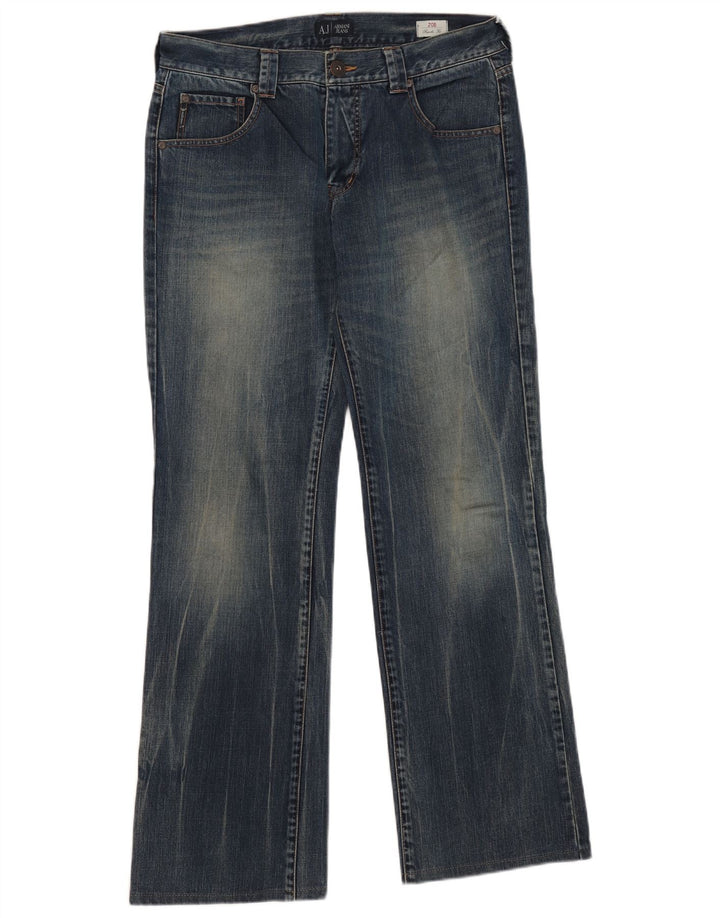 ARMANI Herren Bootcut-Jeans mit normaler Passform, W33, L32, blaue Baumwolle