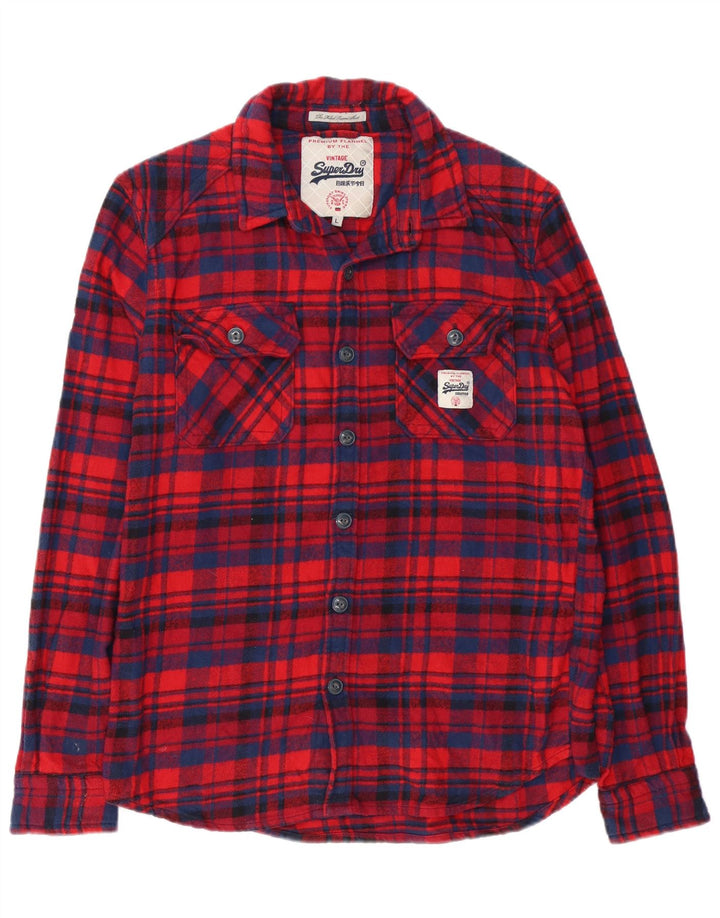Superdry Herren-Flanellhemd, groß, rot kariert, Baumwolle