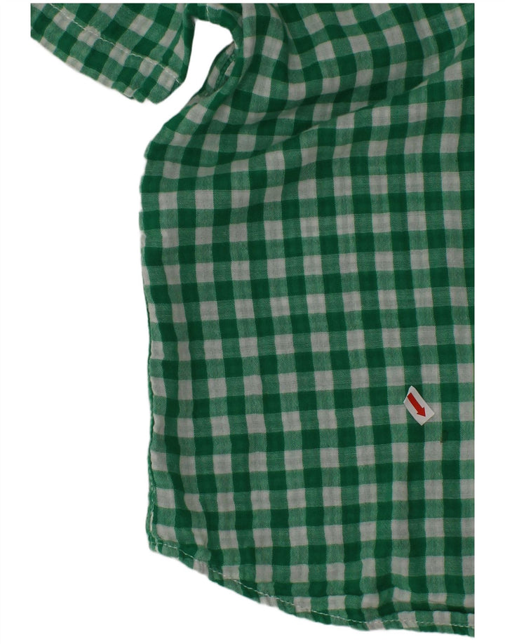 BENETTON Kurzarmhemd für Jungen, 10–11 Jahre, grüner Gingham-Karomuster