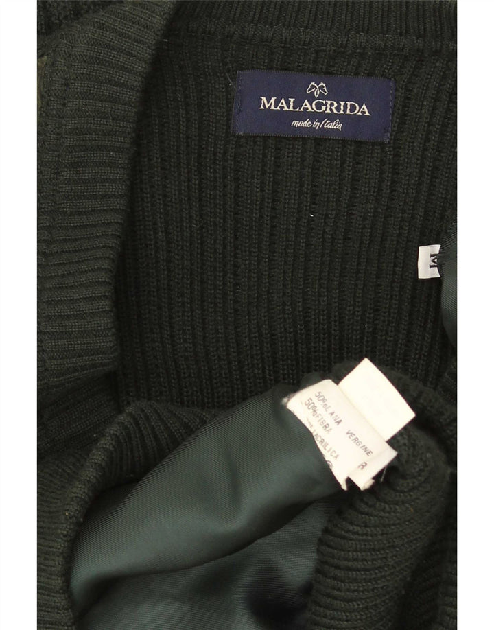 Malagrida Herren-Cardigan-Pullover Mittelgrüne Argyle-/Diamantwolle