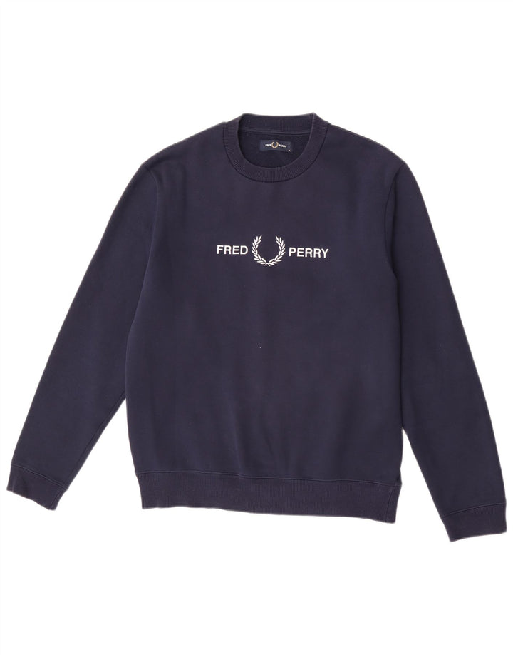 Fred Perry Herren-Sweatshirt mit Grafik, mittelgroß, marineblau, Polyester
