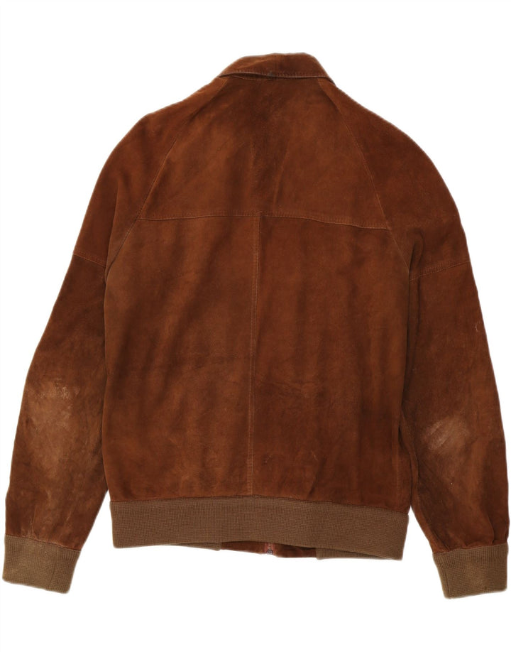 Vintage Herren Wildleder Bomberjacke UK 38 Mittelbraun