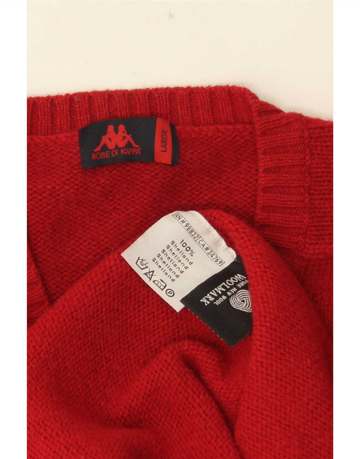 Kappa Herren-Pullover mit V-Ausschnitt, große rote Wolle