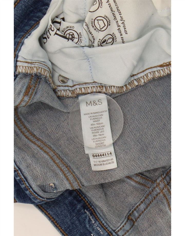 Marks & Spencer Herren Straight Jeans W40 L29 Blaue Baumwolle