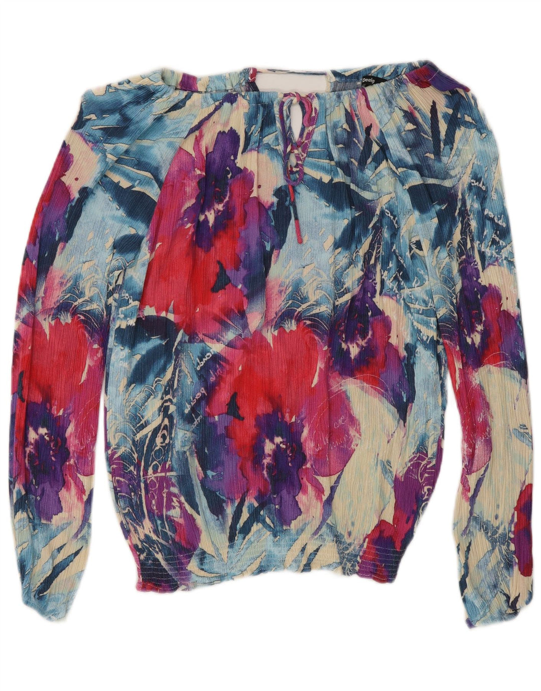 Desigual Womens Graphic Off Shoulder Top UK 10 Kleines mehrfarbiges Blumenmuster