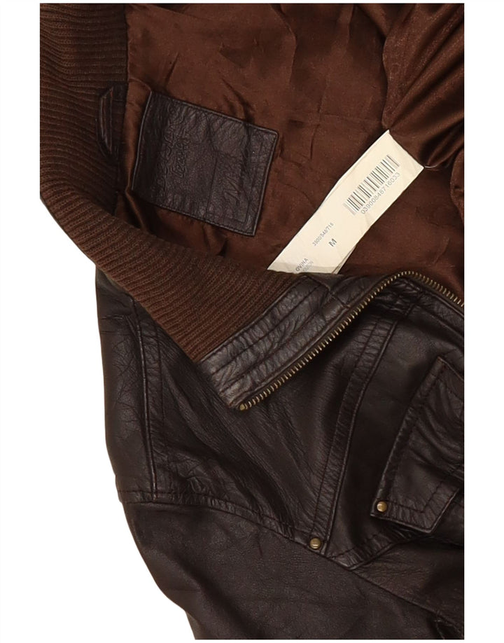 Bershka Damen Lederjacke UK 12 Mittelbraun