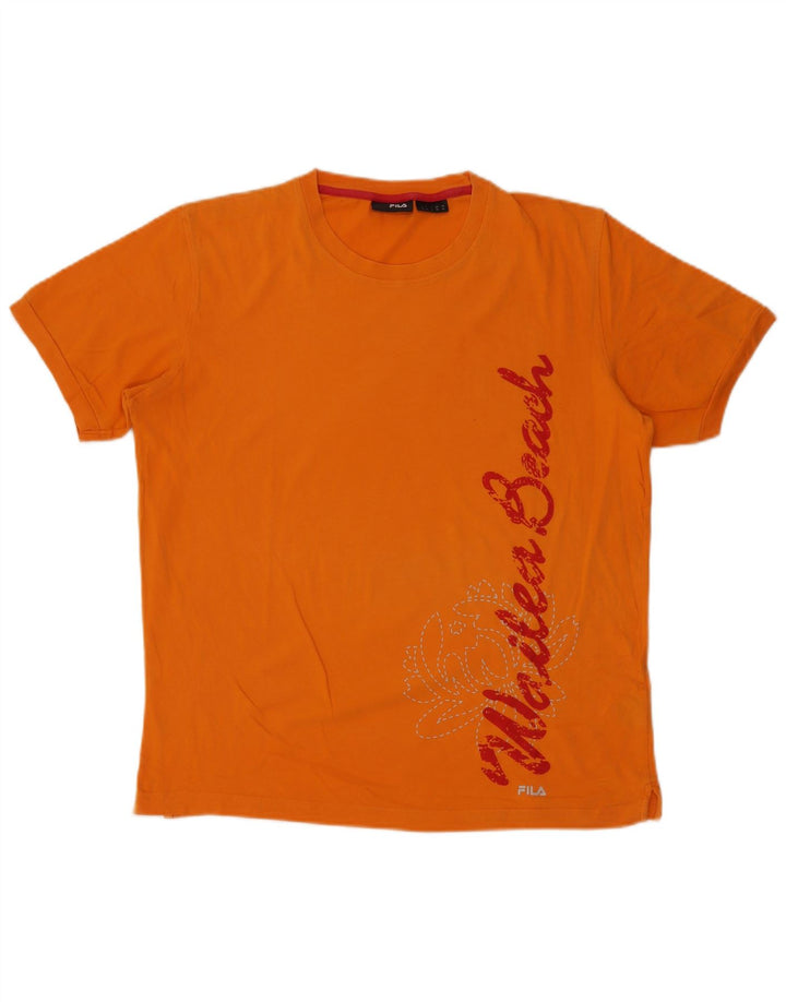 Fila Herren Grafik-T-Shirt-Oberteil aus mitteloranger Baumwolle